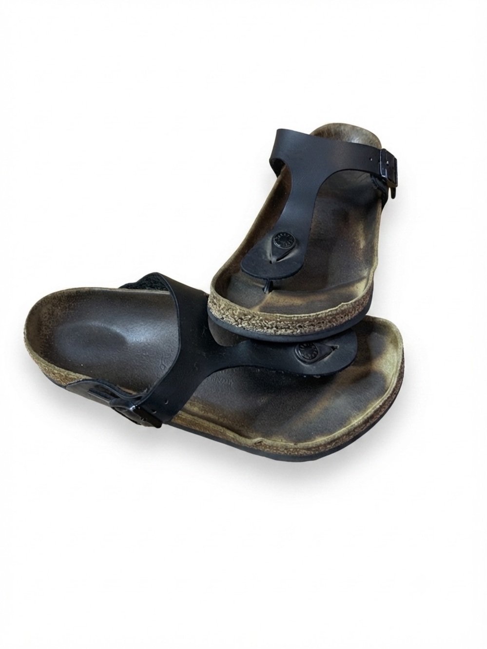 Birkenstock Gizeh Black Thong Sandals Cork Footbed Size 37 US 6-6.5